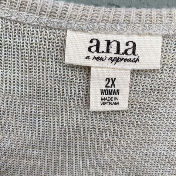 a.n.a. Sz 2X Oatmeal Heather Long-sleeve Top NWT - Picture 10 of 11